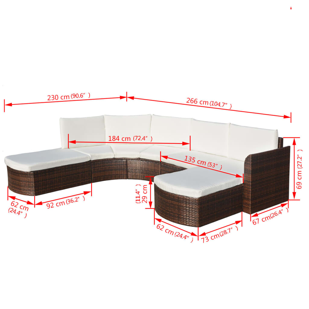 Vidaxl Set Muebles De Jardín 4 Piezas Y Cojines Ratán Sintético Marrón_5