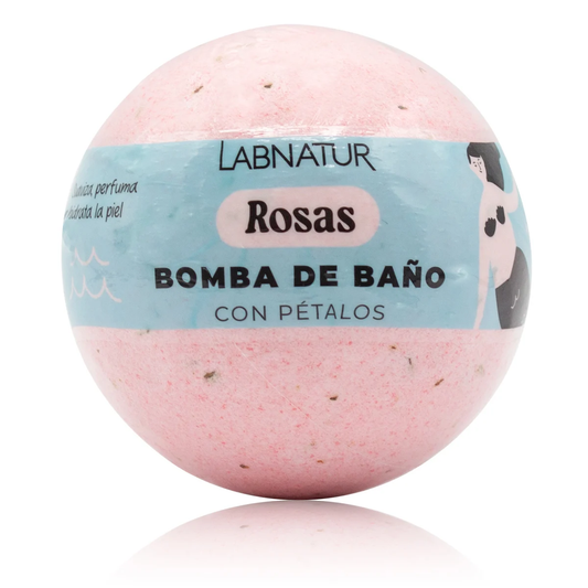 Bomba de Baño Espumosa Rosas con Pétalos Labnatur 140 g | Aroma Floral | Relax | Spa En Casa_0