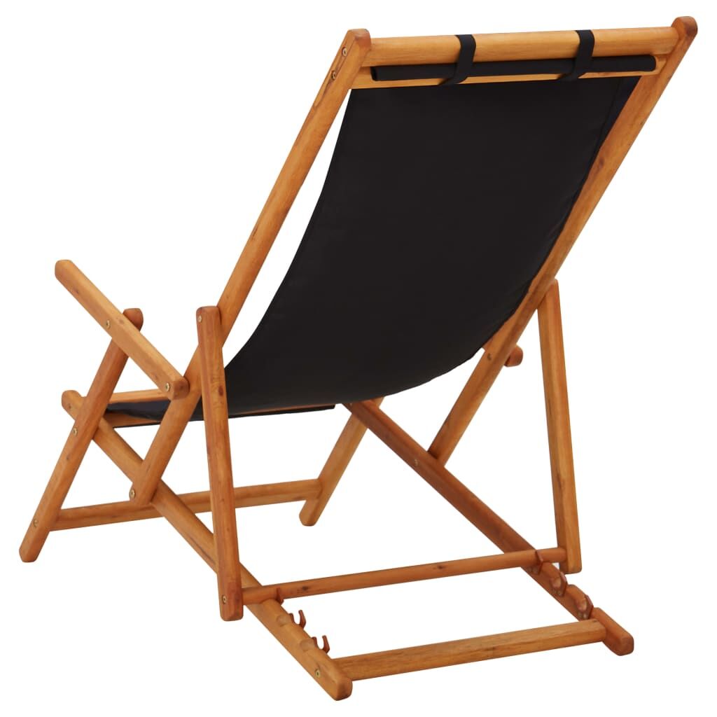 Vidaxl Silla De Playa Plegable Madera Maciza De Eucalipto Y Tela Negra_3