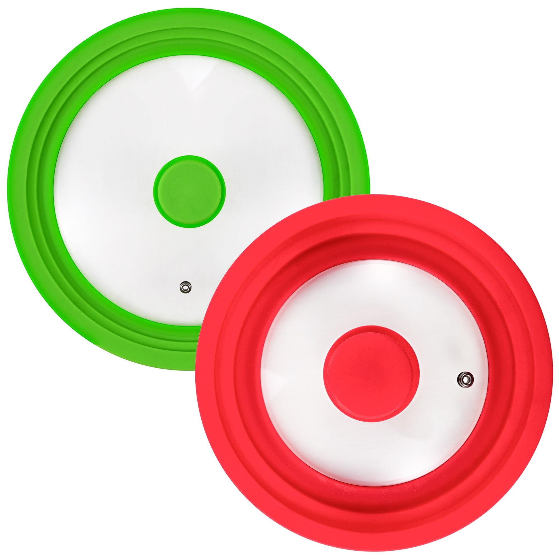 Pack 2 Tapas Universales De Vidrio En Color Rojo Y Verde_1