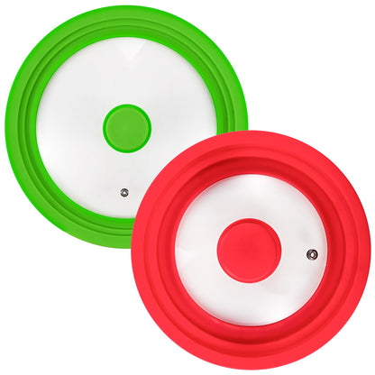 Pack 2 Tapas Universales De Vidrio En Color Rojo Y Verde_1