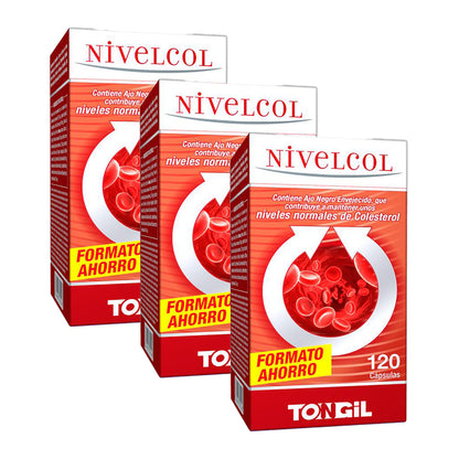 Pack 3x Nivelcol Tongil 120 cápsulas