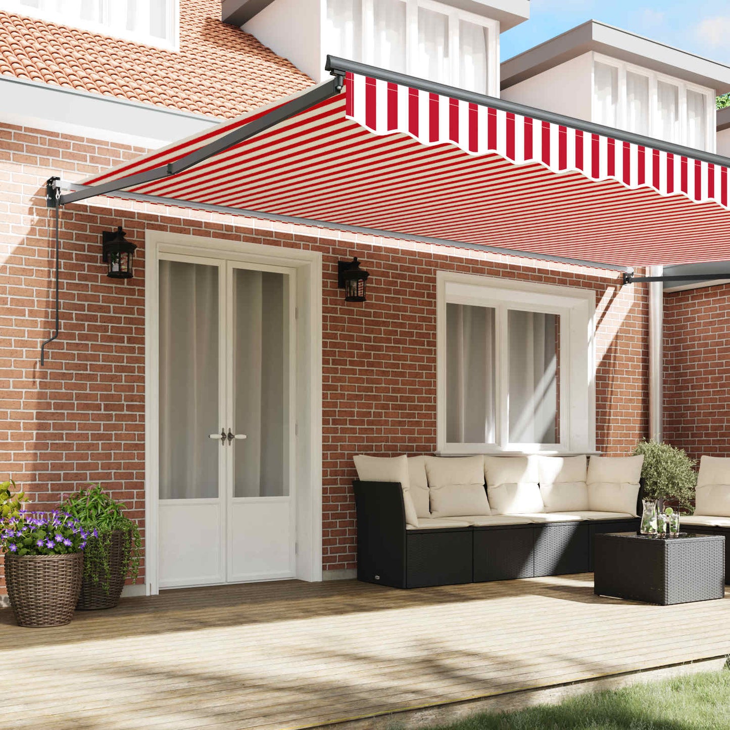 Toldo Retráctil Rojo Y Blanco 500 X 300 X 165 Cm_2