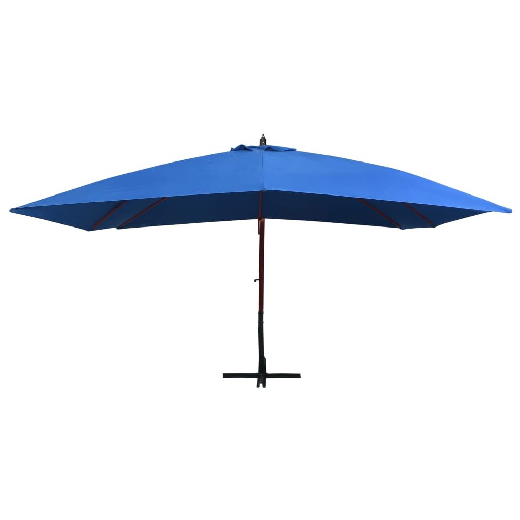 Vidaxl Sombrilla De Jardín Colgante Con Palo De Madera Azul 4x3 M_1