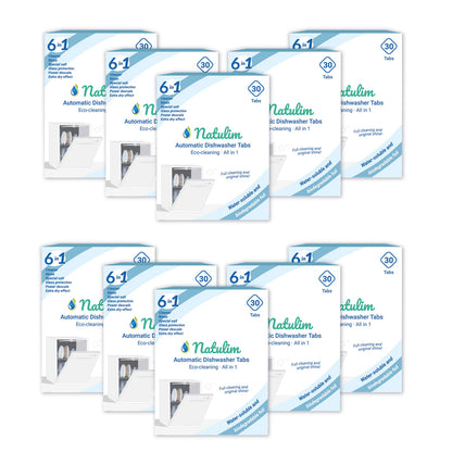 Pack 10x Eco Pastillas 6 en 1 Lavavajillas, Natulim, 30 unidades