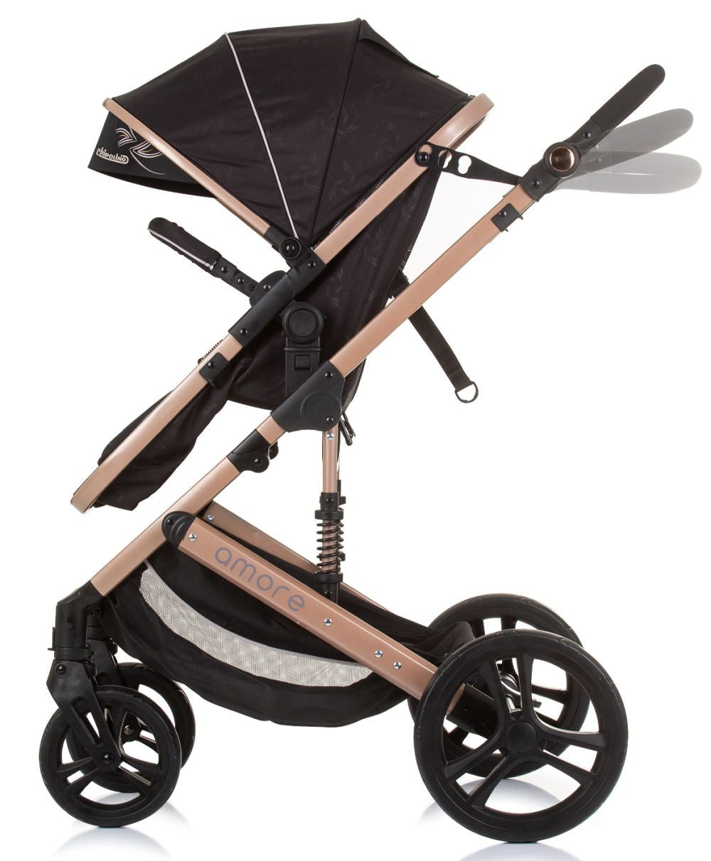 Carrito De Bebé Trío Convertible Amore Hasta 22 Kg Obsidian Gold_1
