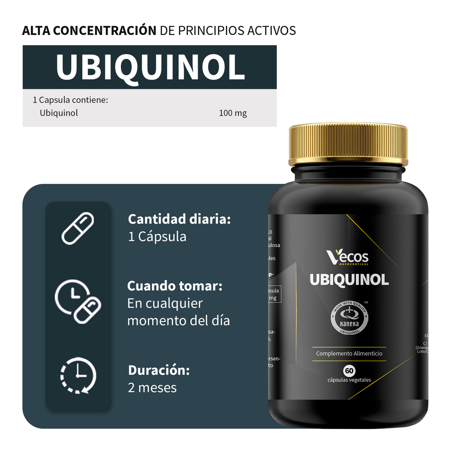 Ubiquinol Kaneka Q10 Vecos 60 Cápsulas | Energía Celular Y Salud Cardiovascular | 100 Mg_2