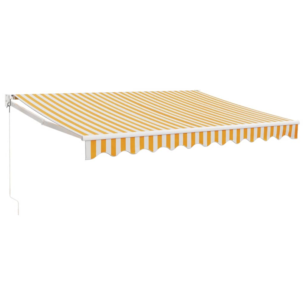 Toldo Retráctil Aluminio Y Tela Amarillo Y Blanco 3,5x2,5 M_0