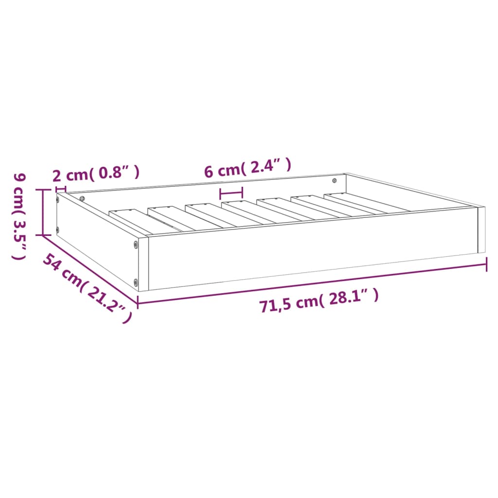 Cama Para Perros Madera Maciza Pino Marrón Miel 71,5x54x9 Cm / Vetonek_4