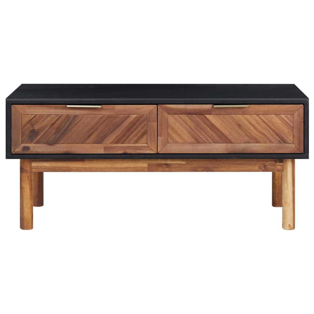 Mesa De Centro De Madera Maciza De Acacia Y Mdf 90x50x40 Cm_1