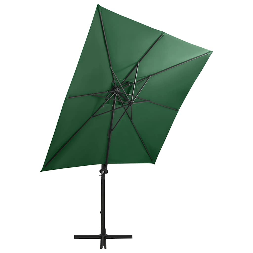 Vidaxl Sombrilla De Jardín Voladiza Con Palo Y Luces Led Verde 250 Cm_3