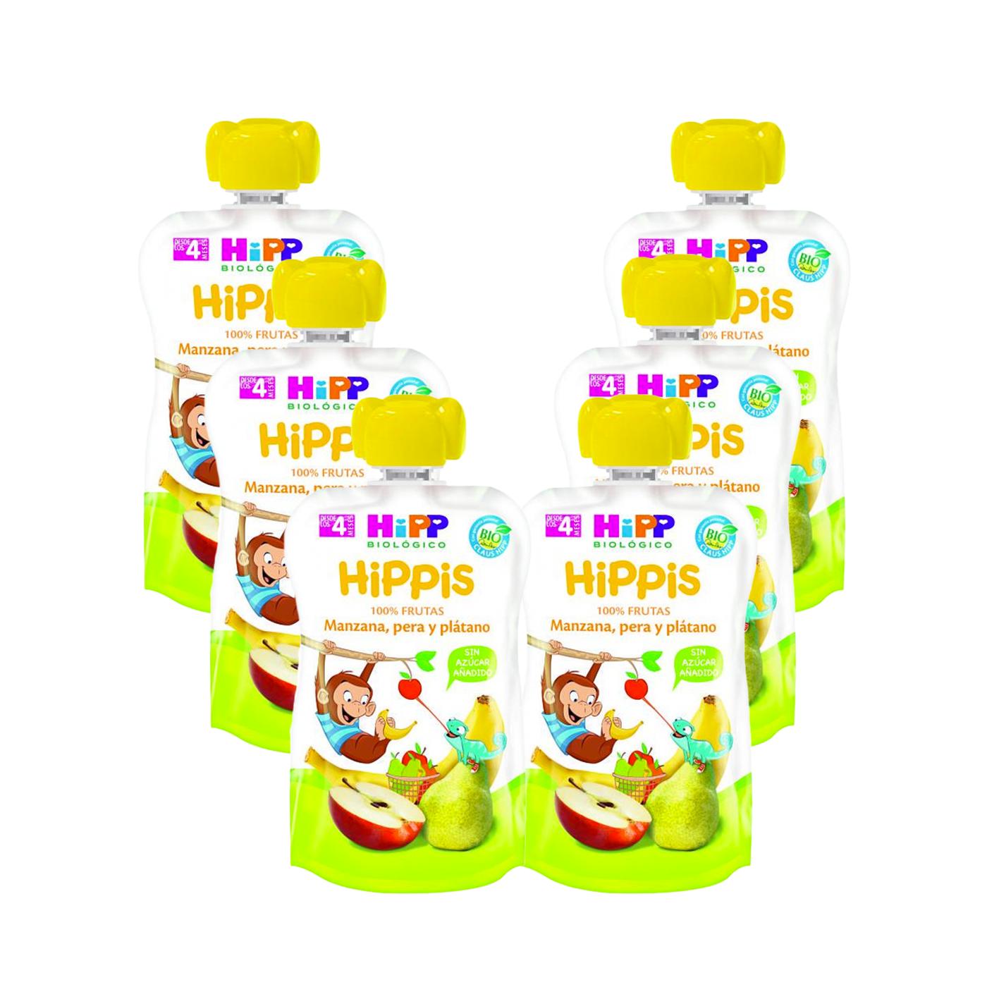 Pack 6 Pouches Bolsitas Biológicas Manzana Pera y Plátano HiPP