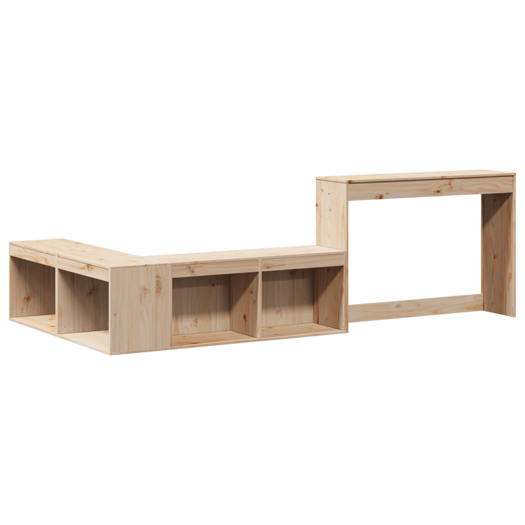 Mueble Con Escritorio Madera Maciza Pino 222x122x75 Cm_1