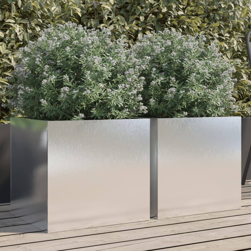 Jardineras 2 Unidades Acero Inoxidable Plateado 42x40x39 Cm_1