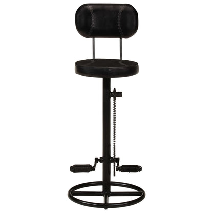 Taburetes De Cocina 2 Uds Piel De Cabra Auténtica Negro_1