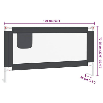 Vidaxl Barandilla De Seguridad Cama De Niño Gris Oscuro Tela 160x25 Cm_2