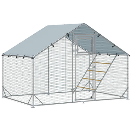 Pawhut Gallinero Para Exterior 3x2x2 M Con Comedero Colgante Tipo Brocheta Plata_0