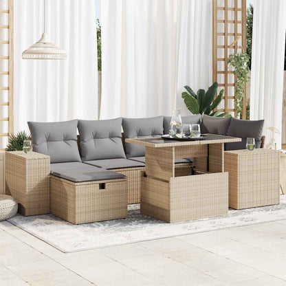 Set De Sofás De Jardín Y Cojines 8 Piezas Ratán Sintético Beige / Vetonek_4
