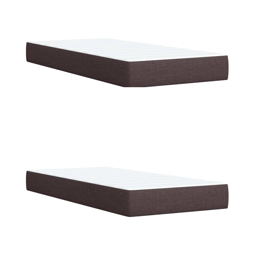 Cama Box Spring Con Colchón Tela Marrón Oscuro 200x200 Cm / Vetonek_0