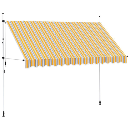 Toldo Manual Retráctil 350 Cm Amarillo Y Azul A Rayas_1