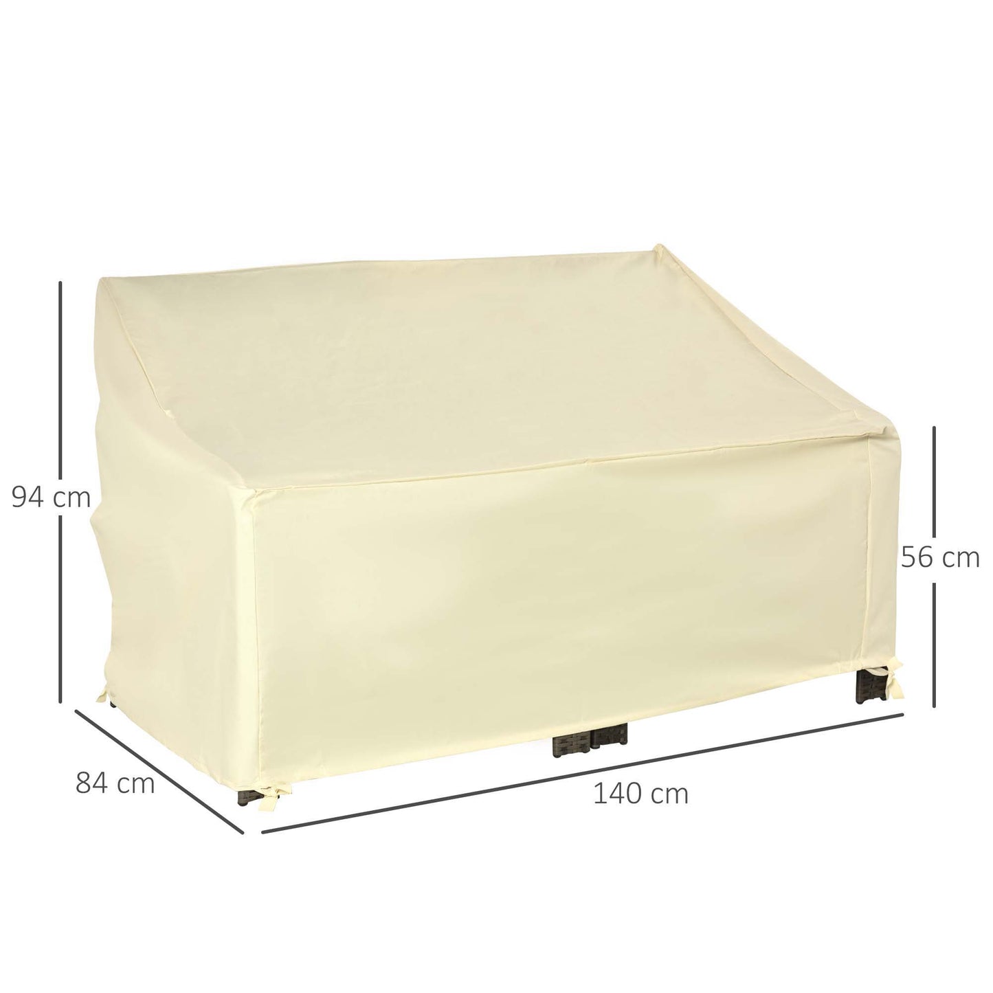 Outsunny Funda Protectora Banco 2 Plazas 140x84x56/94 Cm Tela Oxford 600d Crema_2