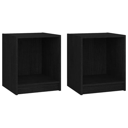 Mesita De Noche 2 Uds Madera De Pino Negro 35,5x33,5x41,5 Cm_0