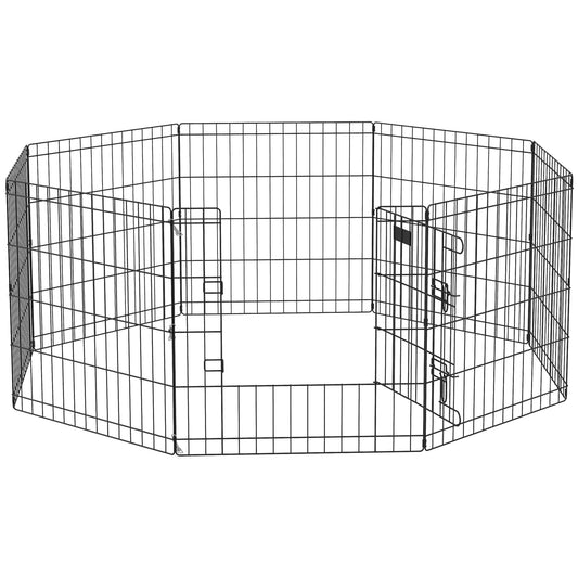 Pawhut Parque De Juegos Perros 8 Paneles 61x61 Cm Plegable De Metal Con Puerta_0
