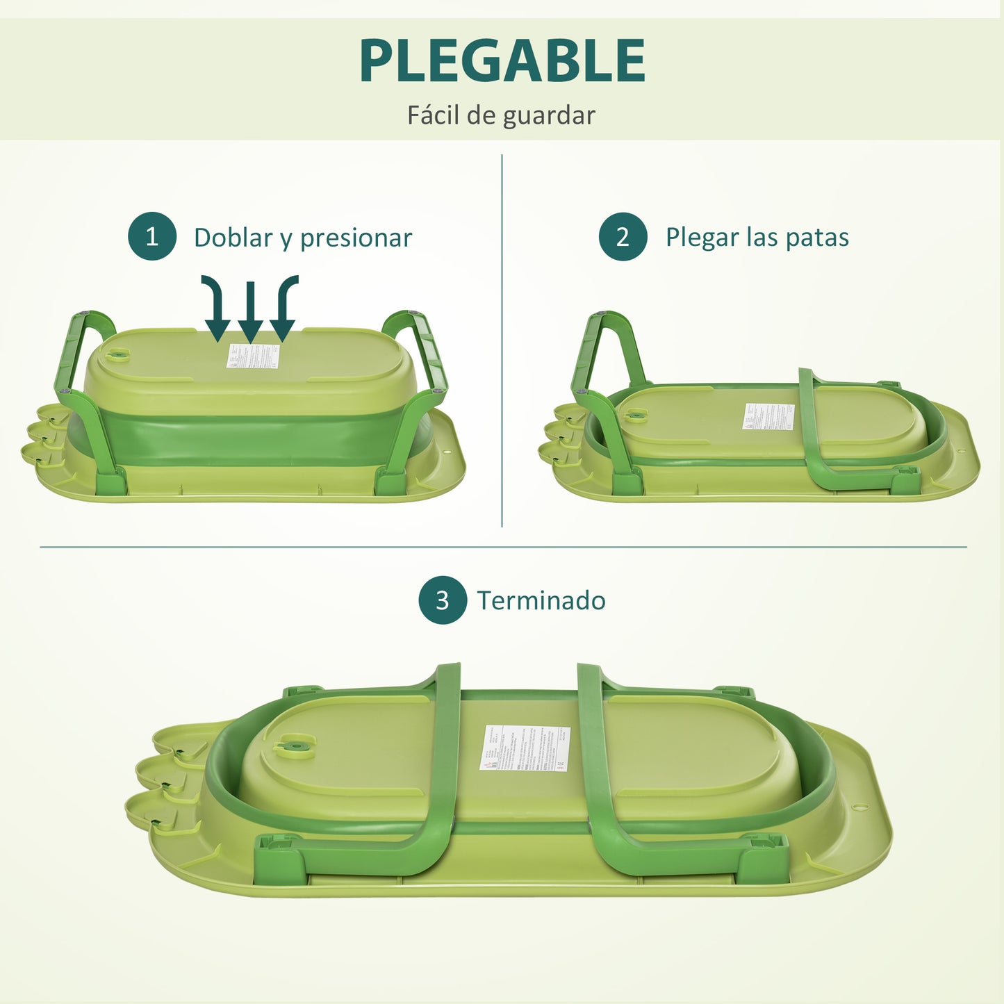 Homcom Bañera Plegable Para Bebé Bañera Bebé 0-3 Años 50 Litros Con Cojín Cómodo Y Patas Plegables Carga 50 Kg 80x53_4