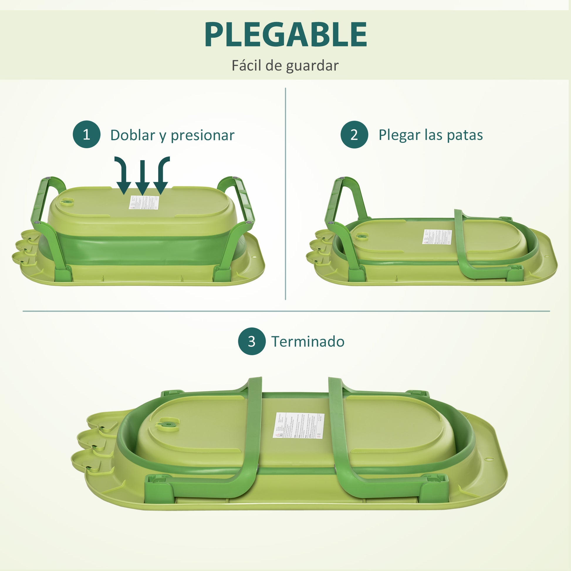 Homcom Bañera Plegable Para Bebé Bañera Bebé 0-3 Años 50 Litros Con Cojín Cómodo Y Patas Plegables Carga 50 Kg 80x53_4