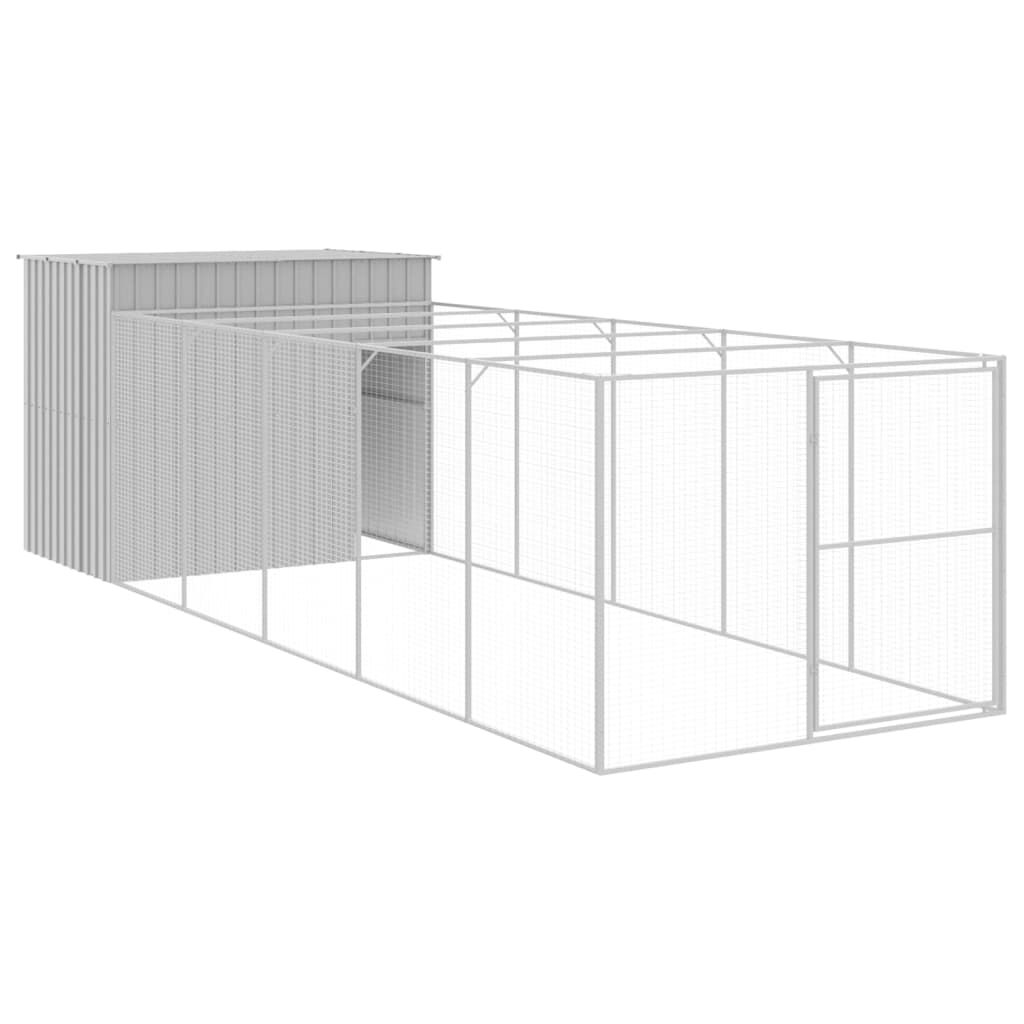 Vidaxl Caseta Perros Corral Acero Galvanizado Gris Claro 214x661x181cm_0
