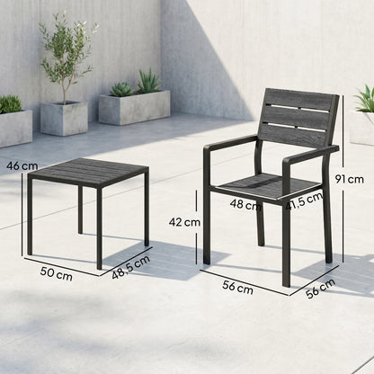 Outsunny Conjunto Jardín Exterior De 3 Piezas Con 2 Sillas Y Mesa De Hdpe Negro_2