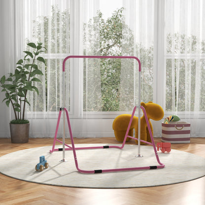 Homcom Barra De Gimnasia Artística Plegable Altura Ajustable Rosa_1