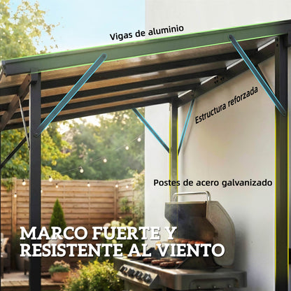 Outsunny Carpa Barbacoa 2,5x1,5 M Con Techo De Policarbonato Y Diseño Adosado_5
