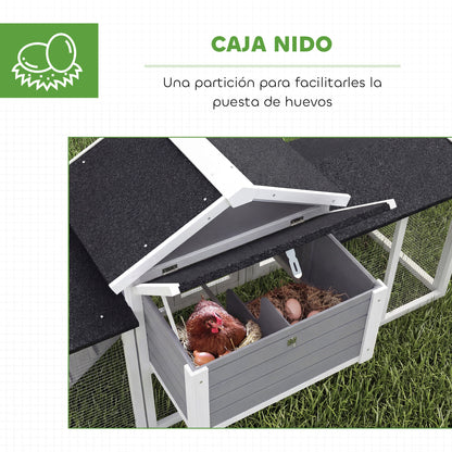 Pawhut Gallinero Para Exterior Grande De Madera 204x85x93 Cm Con Corral Bandeja_5