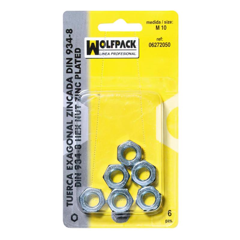Tuerca Hexagonal Zincada Din934 M08 (10 Piezas)_0