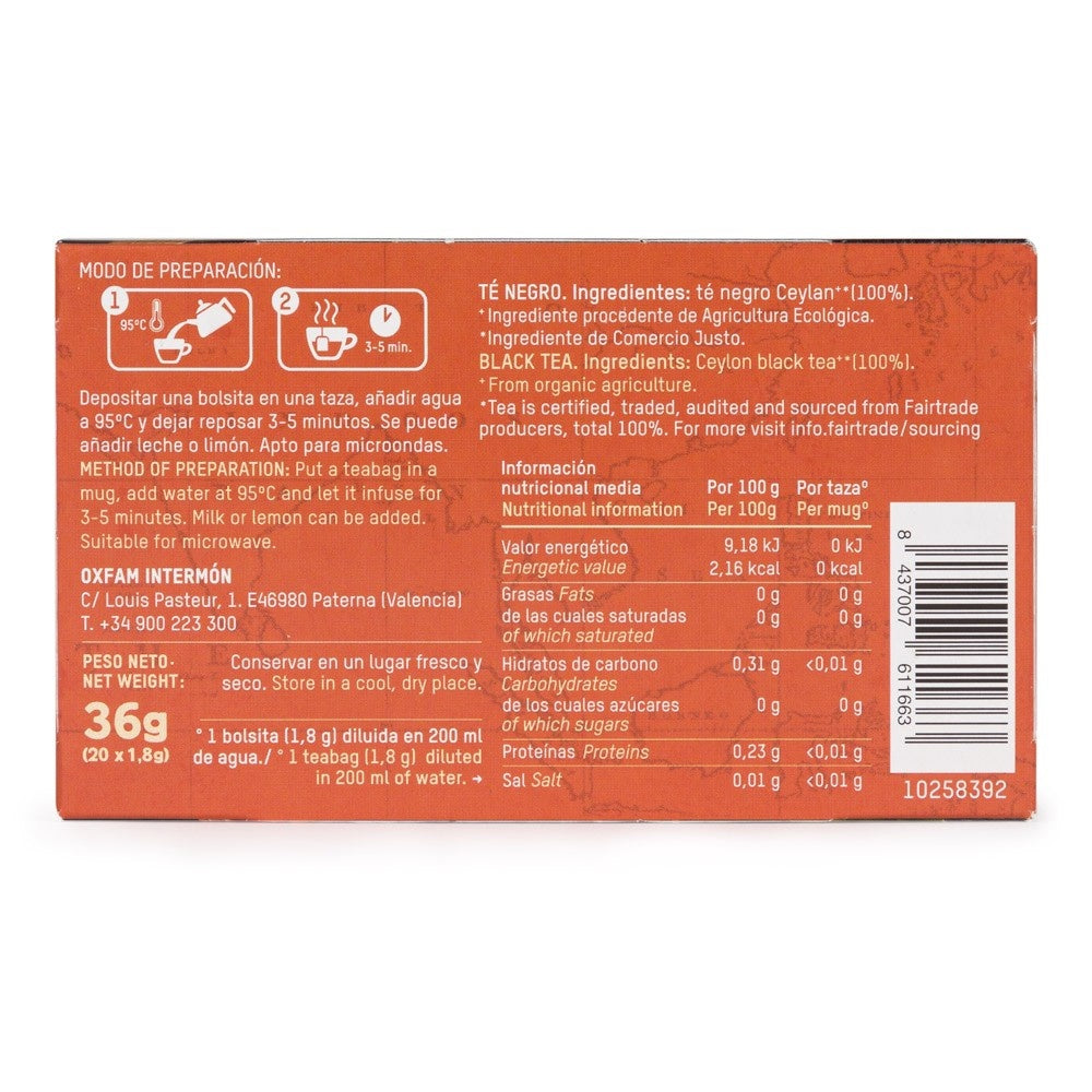 Té Negro Ceylan Bio Oi  Tierra Madre 36 g