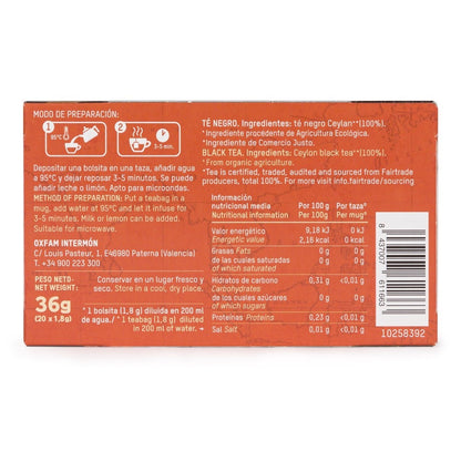 Té Negro Ceylan Bio Oi  Tierra Madre 36 g