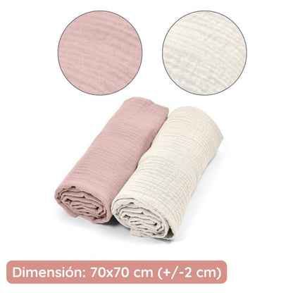 Pack 2 Muselinas De Algodón 70x70 Para Bebé Rosa_3