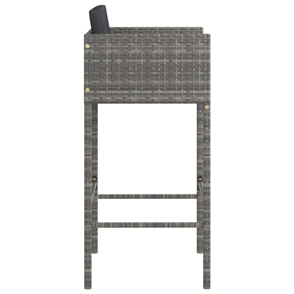 Vidaxl Taburetes De Cocina Con Cojines 4 Unidades Ratán Sintético Gris_4