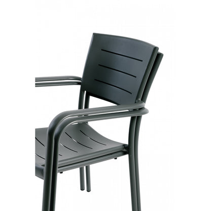 Lote De 4 Sillas De Jardín Apilables Inari Aluminio Carbono Negro - Muebles De Jardín - 56x58xh85cm_1