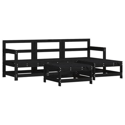 Vidaxl Juego De Sofás De Jardín 5 Piezas Madera Maciza De Pino Negro_0