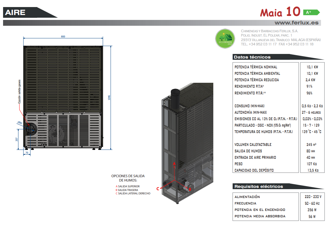 Bricosol Estufa De Pellets Maia 10 Marron Vintage De Ferlux_4