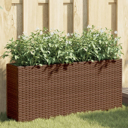 Jardineras Con 2 Maceteros 2 Uds Ratán Pe Marrón 90x20x40 Cm_1