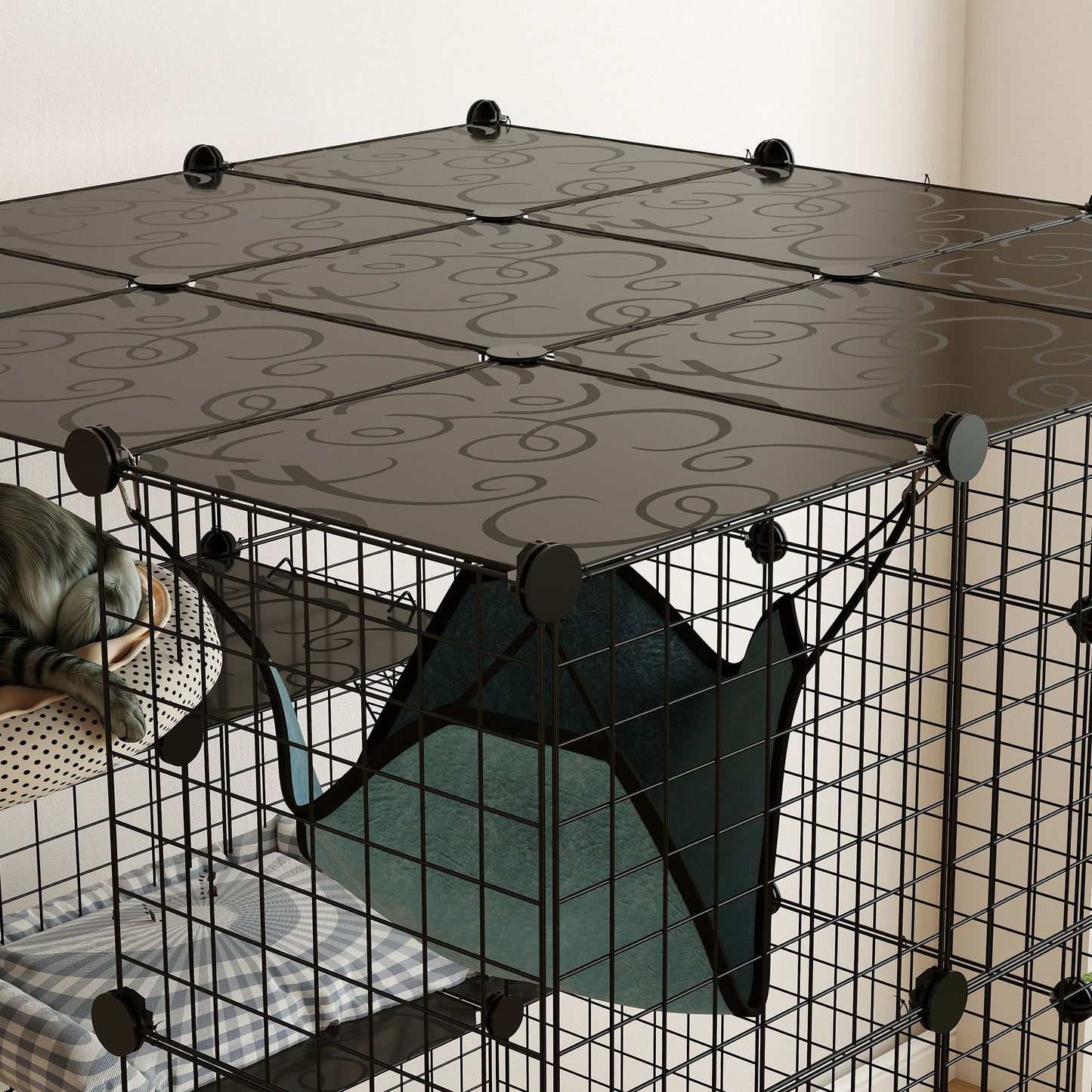 Pawhut Jaula Grande Para Gatos Interior De 4 Niveles 105x105x140 Cm, Negro_3