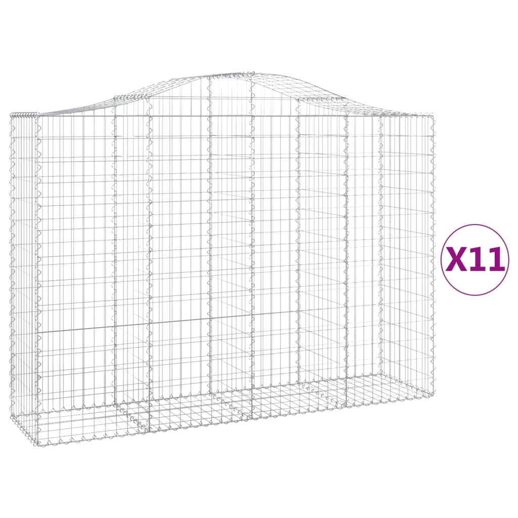Cestas Gaviones 11 Uds Forma De Arco Hierro 200x50x140/160 Cm_0