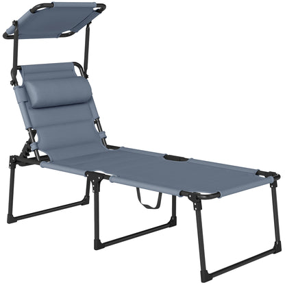 Outsunny Tumbona Plegable Con Respaldo Regulable 70x200x45 Cm Gris_0