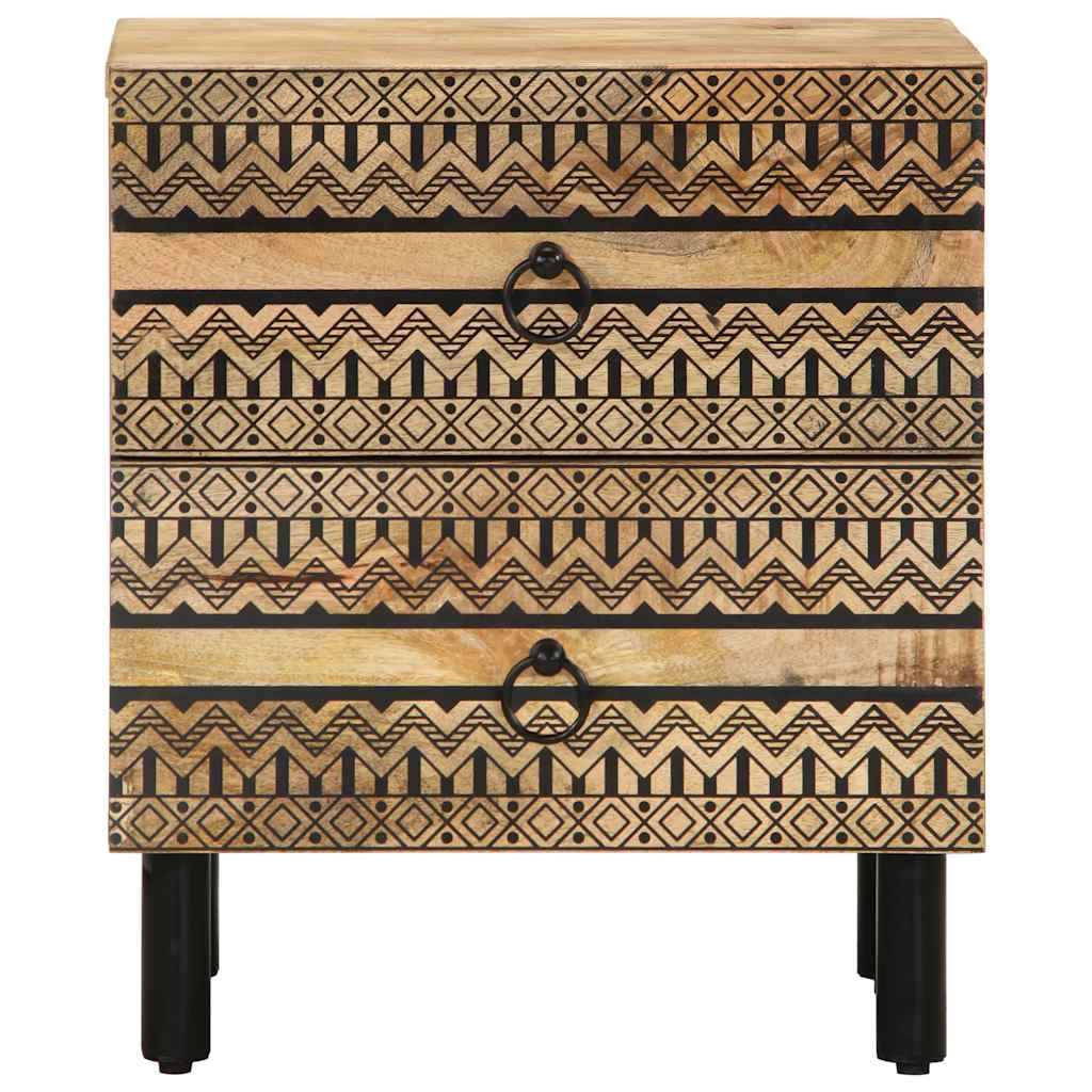 Mesitas De Noche 2 Uds Madera Mango Rugosa Negro 40x33,5x46 Cm_2