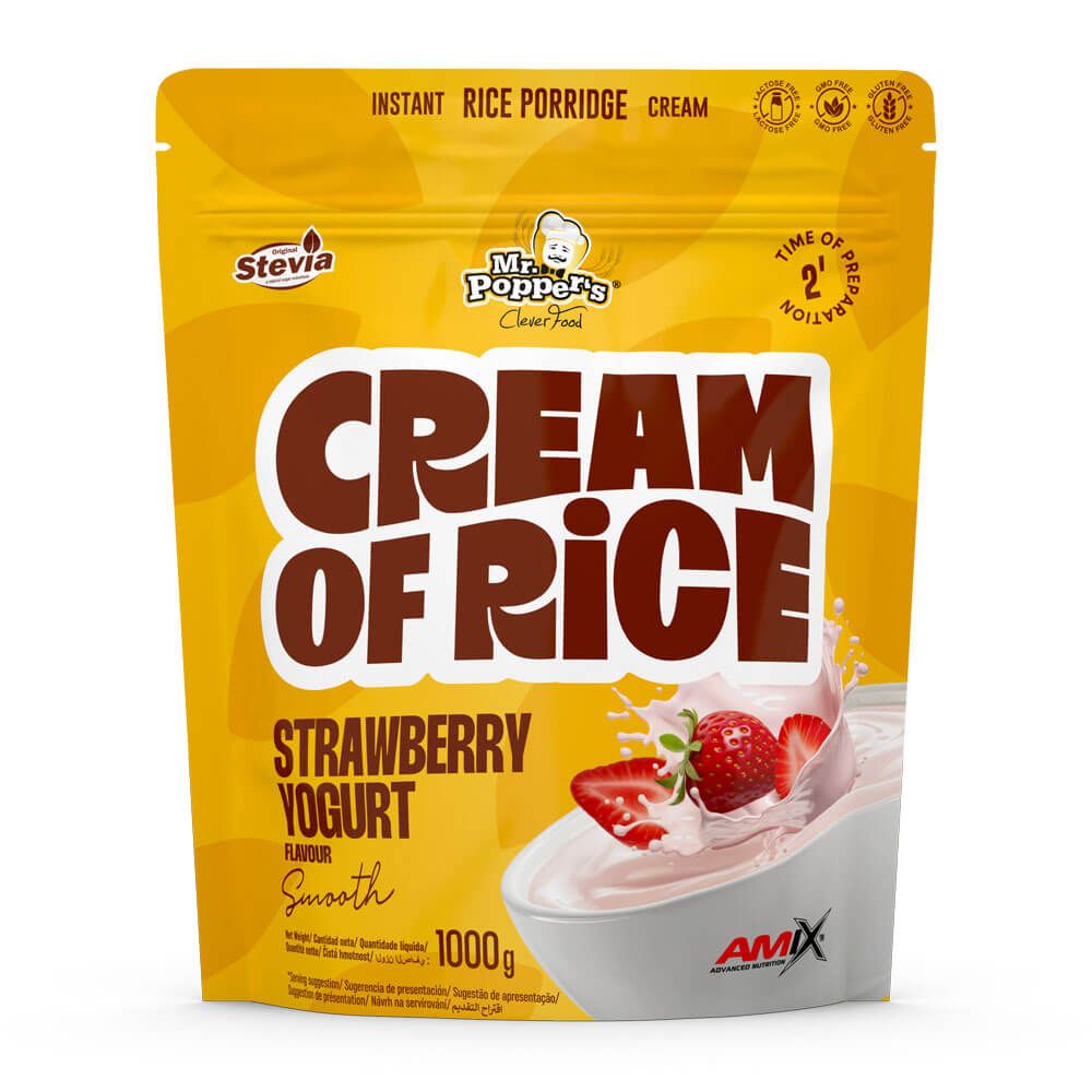 Cream Of Rice (crema De Arroz) - 1kg - Yogurt Fresa - Harina De Arroz - Amix Nutrition_0