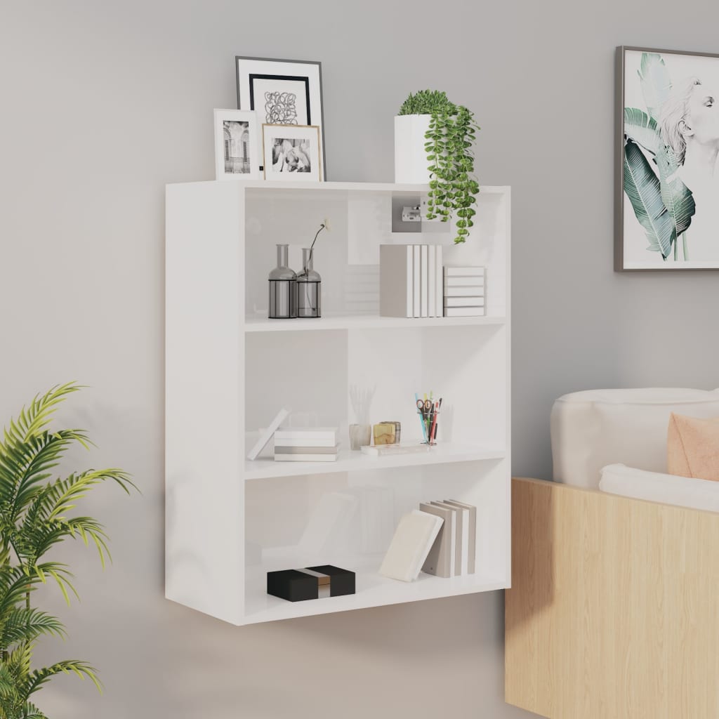 Armario De Pared Colgante Blanco Brillante 69,5x32,5x90 Cm / Vetonek_3