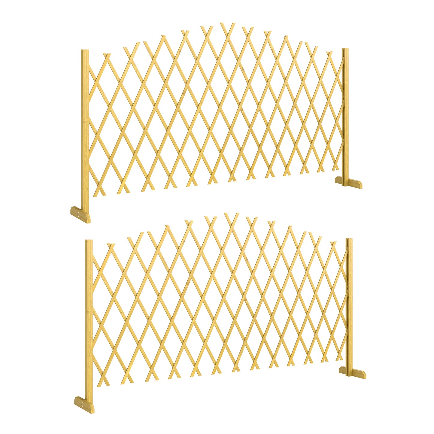 Outsunny Set De 2 Paneles Vallas De Madera Extensibles 180x30x103 Cm Natural_0